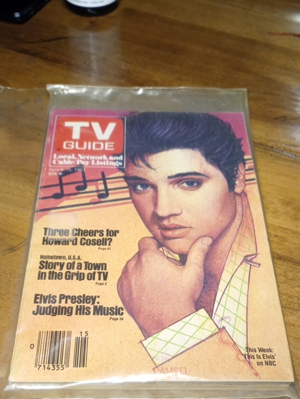 TV Guide Magazine Featuring Elvis Presley - Pink & Beige Cover